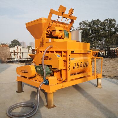 JS500 type twin-axle concrete mixer.HZS25 type concrete mixer station.High-efficiency main equipment for small and medium-sized construction projects and prefabricated component factories.